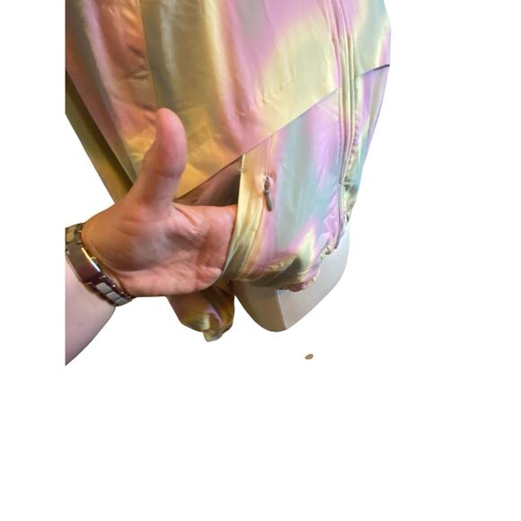 Athleta Girl Gap Collab Lily Pond Yellow Lined Bomber jacket size XXL 16, zip - Picture 12 of 16